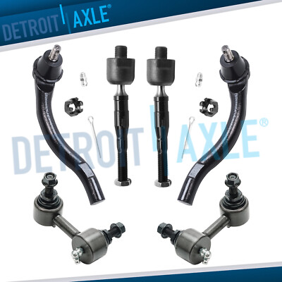 6pc Front Outer Inner Tie Rod Sway Bar Kit for 2006 - 2011 Honda Civic Non-Si