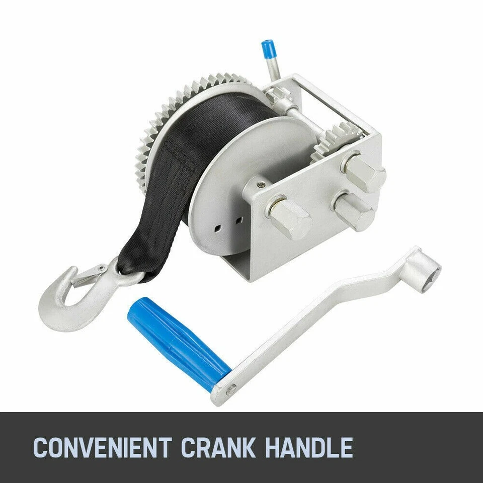 3000KG 6614LBS Hand Winch 3 Speed 4WD Car Trailer Boat Webbing Strap 8M X 50MM - image 3 of 4