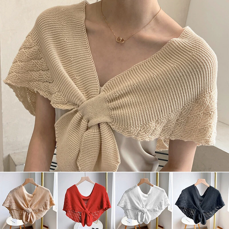 Women Small Shawl Spring Summer Knitted Cotton Shoulder Wraps for