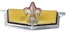 Vintage Chevy Caprice Emblem Ornament Fleur-de-lis Chrome Yellow 1970s Emblem Vintage Chevy Caprice Emblem Ornament Fleur-de-lis Chrome Yellow 1970s Emblem