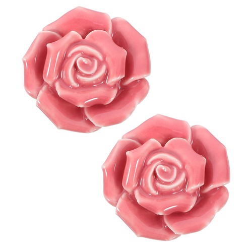 2 Pcs Home Storage Organizer Rose Ceramic Handle Girl Flower Cabinet Knobs - Picture 10 of 12