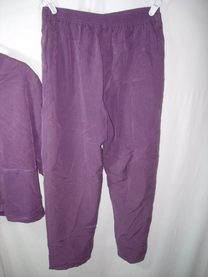 WOMENS MAUVE PURPLE RAYON PANTS 28-34X27 PANTSUIT MATCHING SHIRT TOP Size PM 42" - Изображение 3 из 4