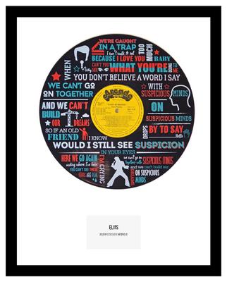 ELVIS - MEMORABILIA - SUSPICIOUS MINDS - VINYL RECORD LYRIC ART - Ltd Edition