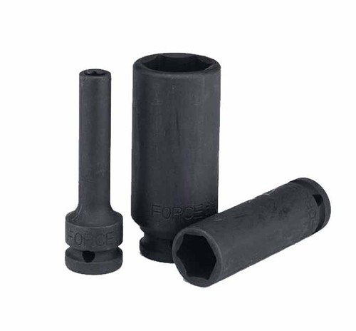Force 1/2" Dr. 6/12pt 85mmL Cr-Mo Deep Impact Socket Metric Imperial Individual - Picture 1 of 10