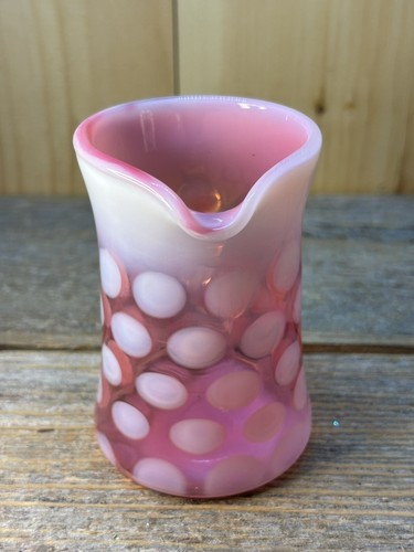Unique CRANBERRY Color Fenton Reverse Coin Dot Creamer 4 Inches Tall - Picture 3 of 13