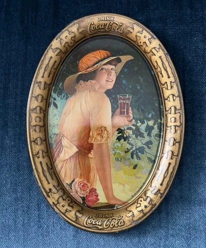 Vintage 1916 Coca-Cola "ELAINE"  Metal Tip Tray