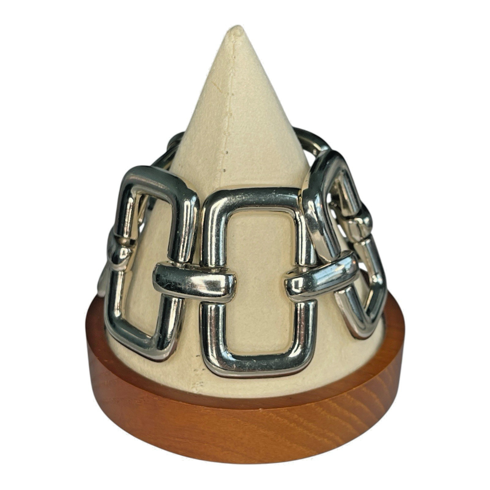 Chunky Bracelet Interlocked Rectangle Links Silve… - image 2