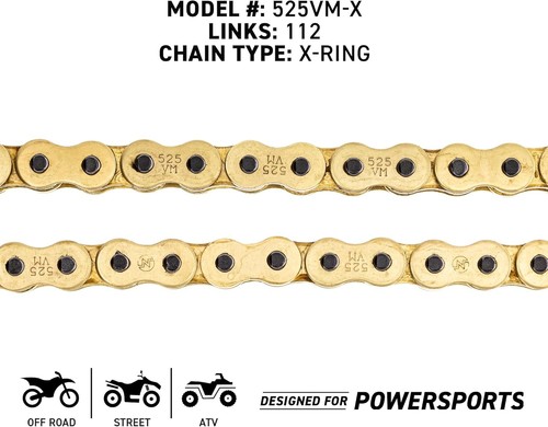 Reduces Friction 525 Pitch X-Ring Chain - 112 Links for Tough Riding Conditions - Picture 6 of 10