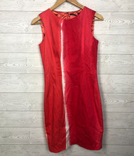NWT Tahari Women's Size 4 Kristen Dress Sleeveless Shift Zip Back Orange Coral