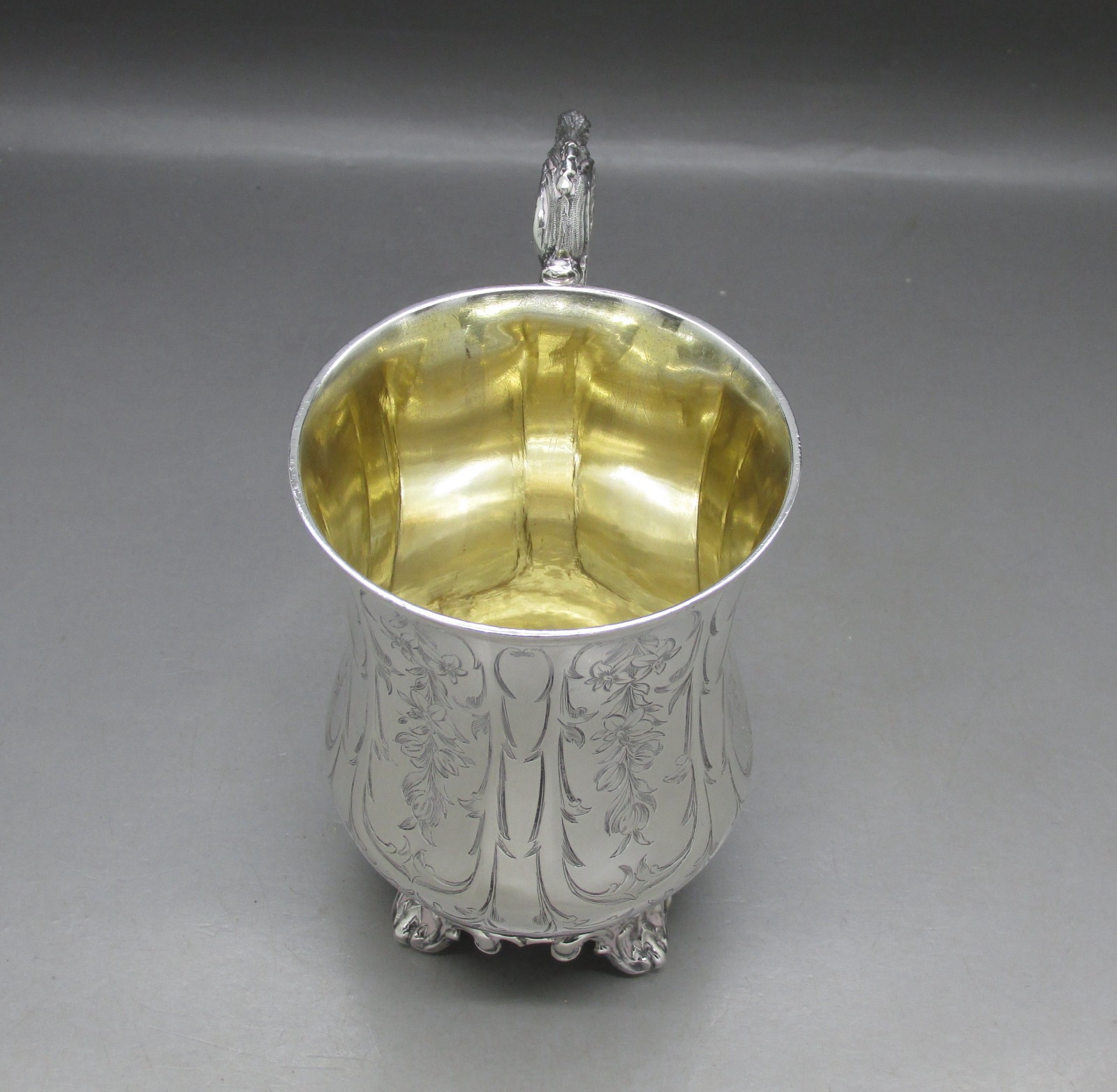 ANTIQUE VICTORIAN BEAUTIFUL SOLID STERLING SILVER HALF PINT MUG 150g LONDON 1838