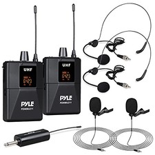 Pyle PDWMU211 Dual UHF Wireless Microphone System Portable Professional Cordless