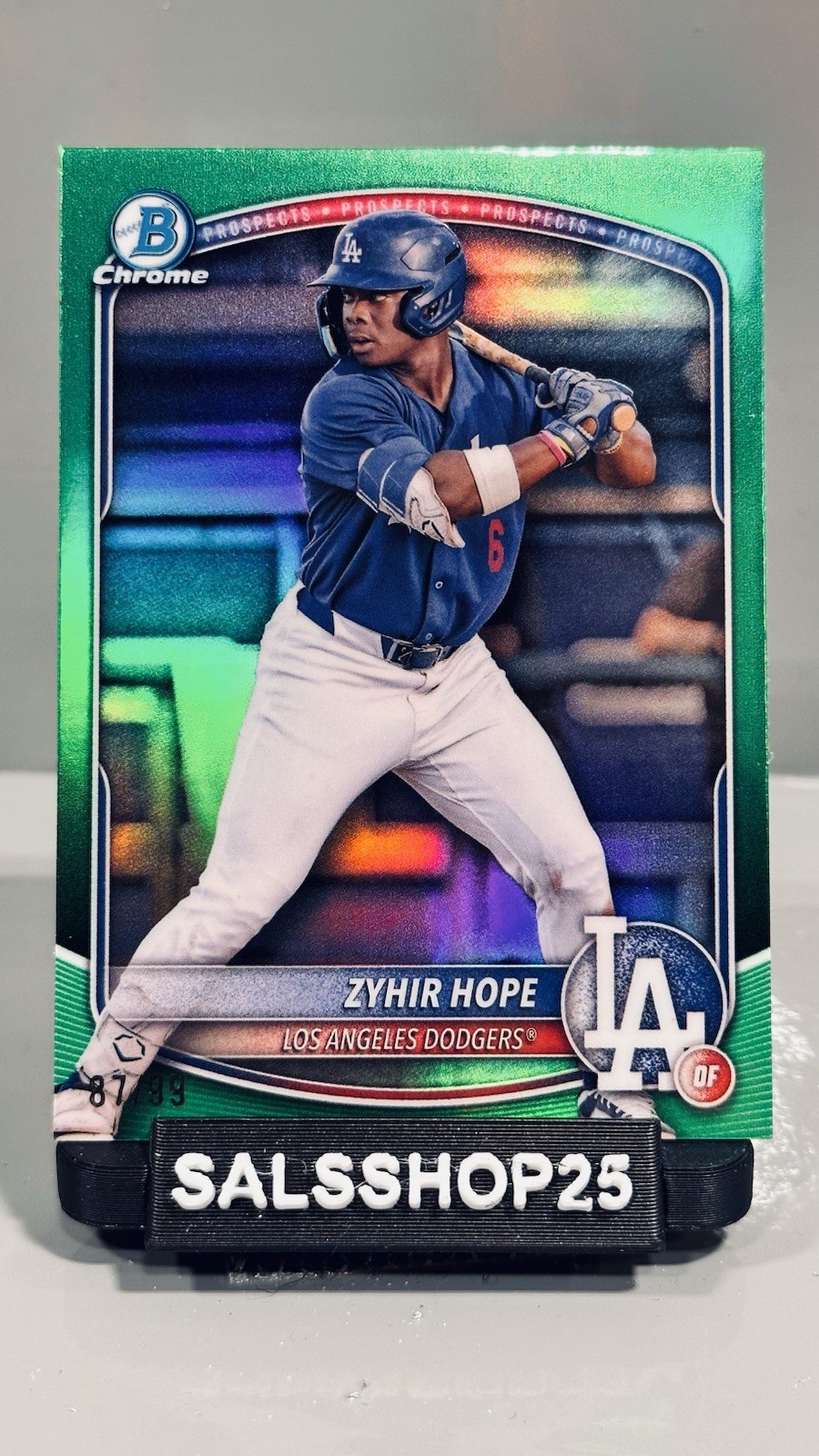 2025 Bowman Chrome Prospects Zyhir Hope #BCP-2 Green Refractor /99 (RC)