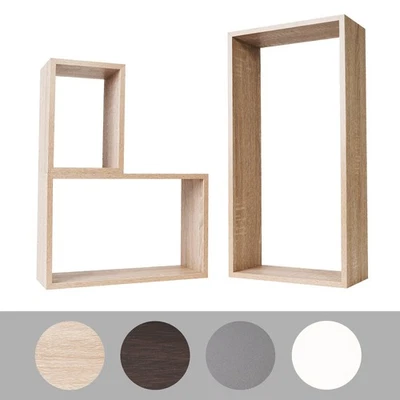 3er Wand-Regal Wand-Board Bücher-Regal Deko-Regal Holz-Optik schwebend farbwahl - Bild 1 von 2