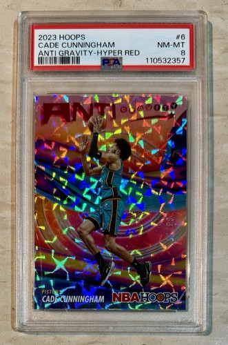 2023-24 Panini NBA Hoops - Anti Gravity Cade Cunningham #6 Hyper Red /99 PSA 8