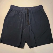 Manduka Shorts Mens Large Navy Blue Drawstring Elastic Waist Lined