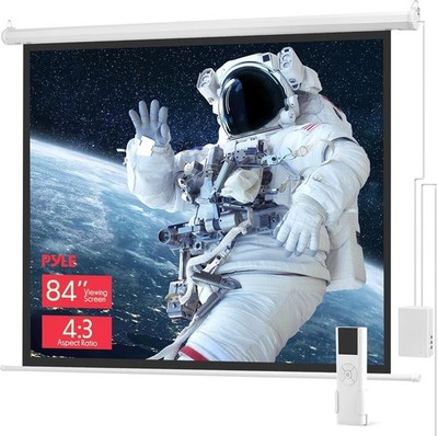 Pyle 84'' Motorized Projector Screen, Easy-to-Use & Lightweight - White PRJELMT86
