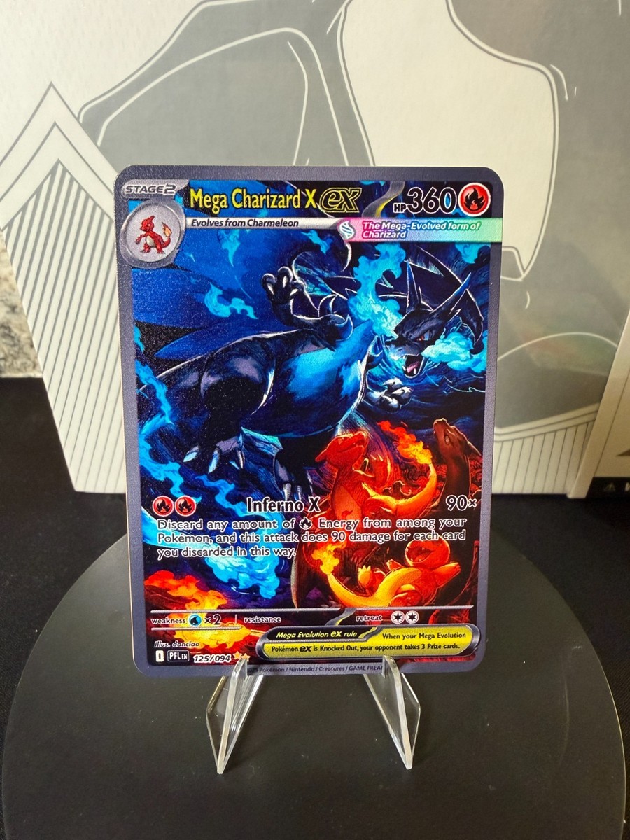 Mega Charizard X EX 125/094 Pokemon Premium Gold Metal Card