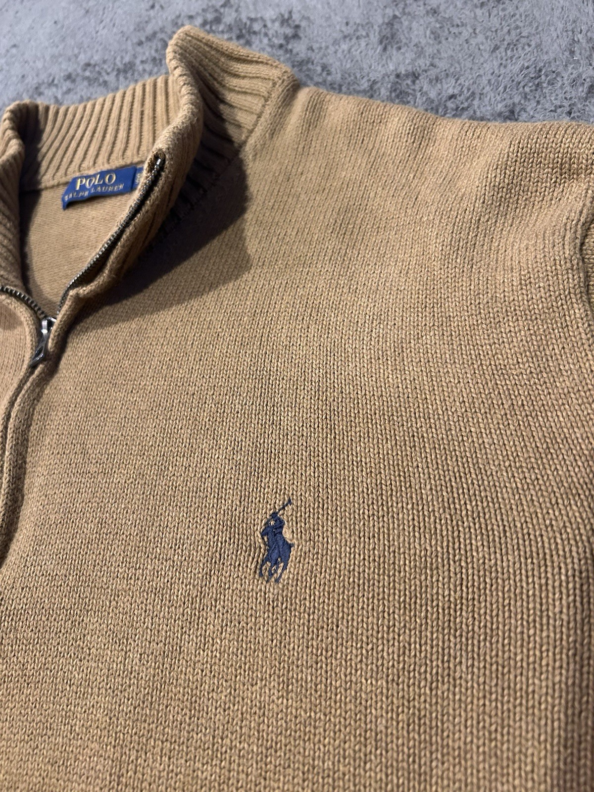 Polo Ralph Lauren Quarter Zip Pullover Sweater Brown Embroider Logo Men’s 5XB