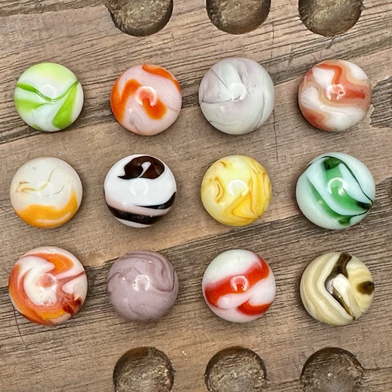 Vintage Marble Assortment (12) Swirls Flames Various Sizes