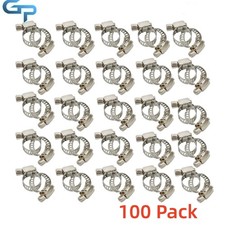 100 Pack Stainless Steel Adjustable Drive Hose Clamps Fuel Line Clip 3/8"-1/2"