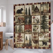Rustic Cabin Shower Curtain Farmhouse 72"W x 72"L Pack of 1 Rustic Forest