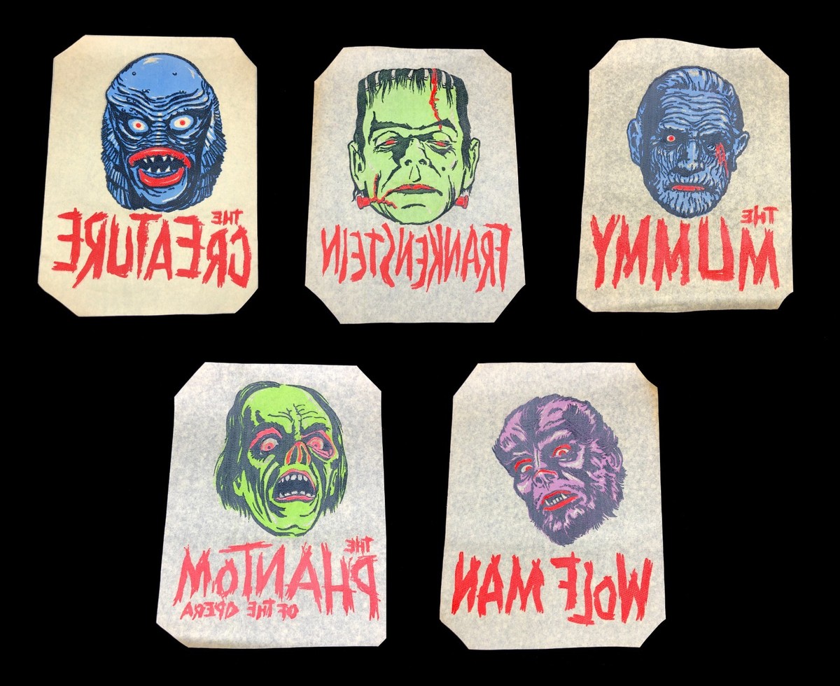 Set of 5 Vintage 1960s Mani-Yack Iron-on Transfer Decals Universal