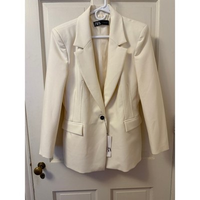 ZARA Ecru Off-White Blazer 8309/585/712 - XL | eBay