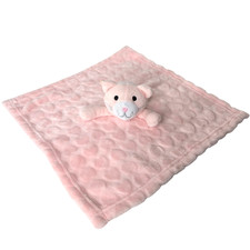 Okie Dokie Cat Lovey Security Blanket Comfort Pink Minky Dot Baby Plush 14"