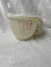 Vintage Tupperware 4 Cup  Measuring Pitcher Red Blue 1288 w/Lid Mix N Stor