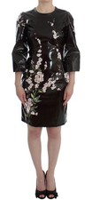 Dolce&Gabbana Women Black Dress Runway Floral 3/4 Sleeves Bodycon Size IT 42 S