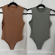 Set of 2 Tank Top Ribbed Bodysuits