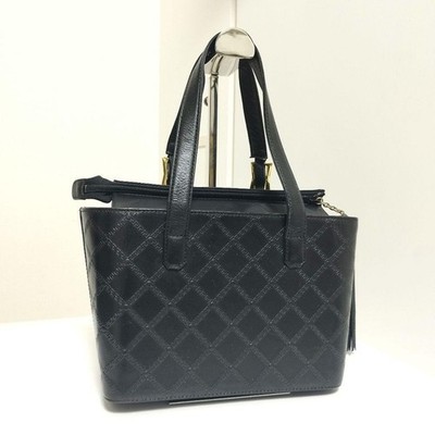GIANNI VERSACE Leather Handbag Sunburst Fringed Black Square Used