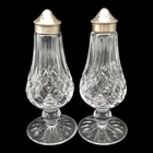 Waterford Crystal Sterling Silver Salt & Pepper Shaker Set - Lismore vtg Ireland