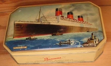 Vintage Bensons English Toffee Candy Tin - The Queen Mary Ship