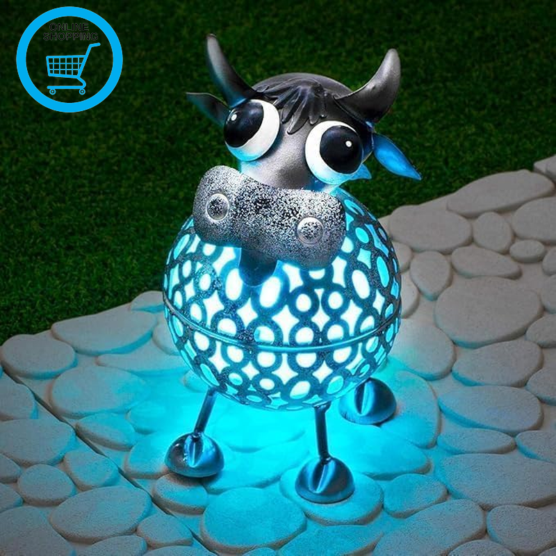 Cow Metal Scroll Solar Lights with Colour Changing LED | Outdoor Ornaments Water