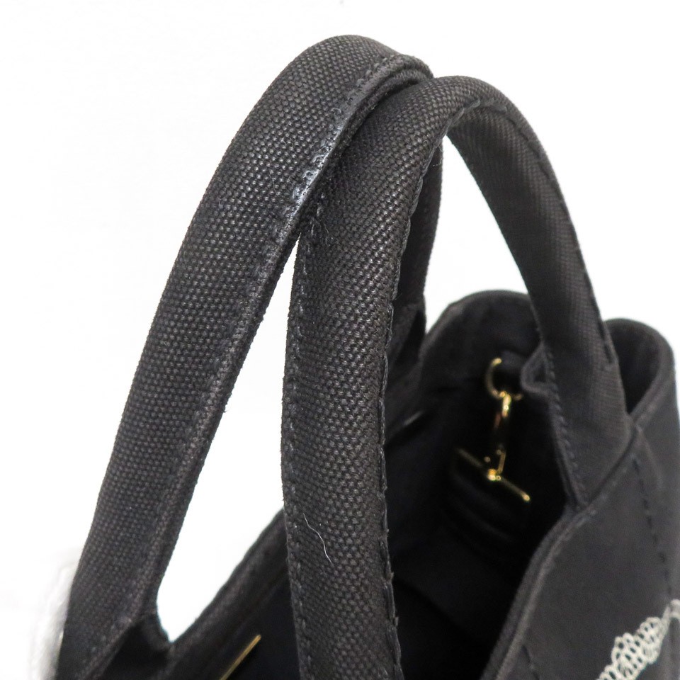 Prada Canapa Handbag 2WAY With Shoulder Strap 1BG439 Black Used Quality Ikou fro thumbnail 4