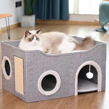 Large Cat House Indoor Cat Cave Bed for Big CatsCat Bed for Indoor Cats Gray ...