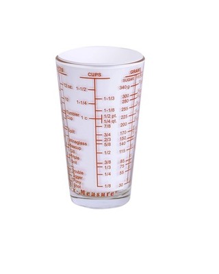 Kolder Mix N Measure Glass, 6 Units of Measurement, Heavy Red