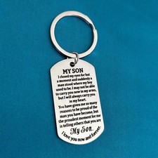 NEW IN BOX My Son Inspirational Keychain Key Ring silver gift Christmas