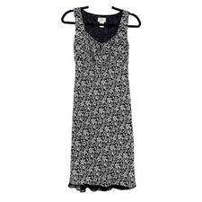 LOFT Milkmaid Dress 0 Black Paisley Floral Fairy Grunge Dark Cottagecore Y2K