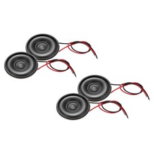 4 Pcs 1W 8 Ohm Small Speakers Metal Round Speaker with Wires, 28x5mm Black