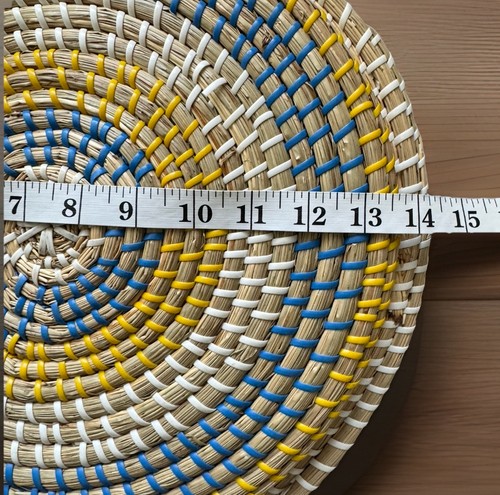 Set Of 4 Hand Woven Serving Trays w/Handles Colorful 16” Round Handmade Baskets - Picture 9 of 10