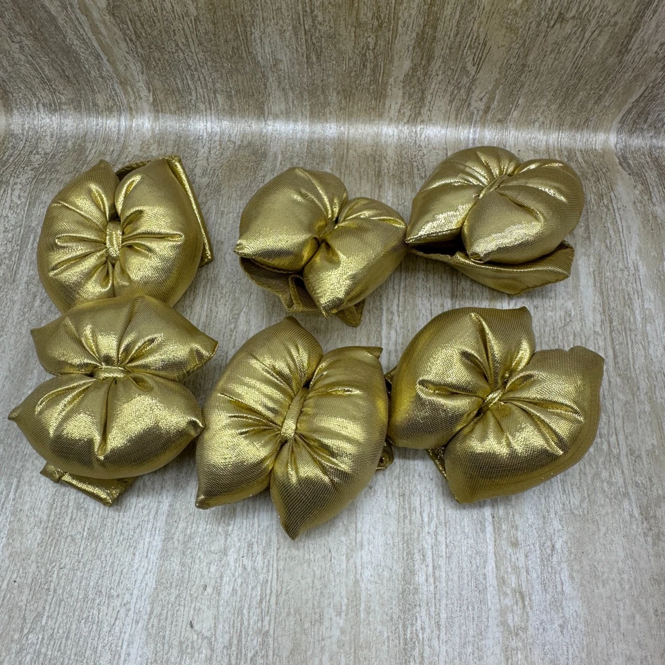 Gold Shimmer Table Set for 6 Round 85" Tablecloth 6 Napkin Holders Placemats - Image 3 of 4