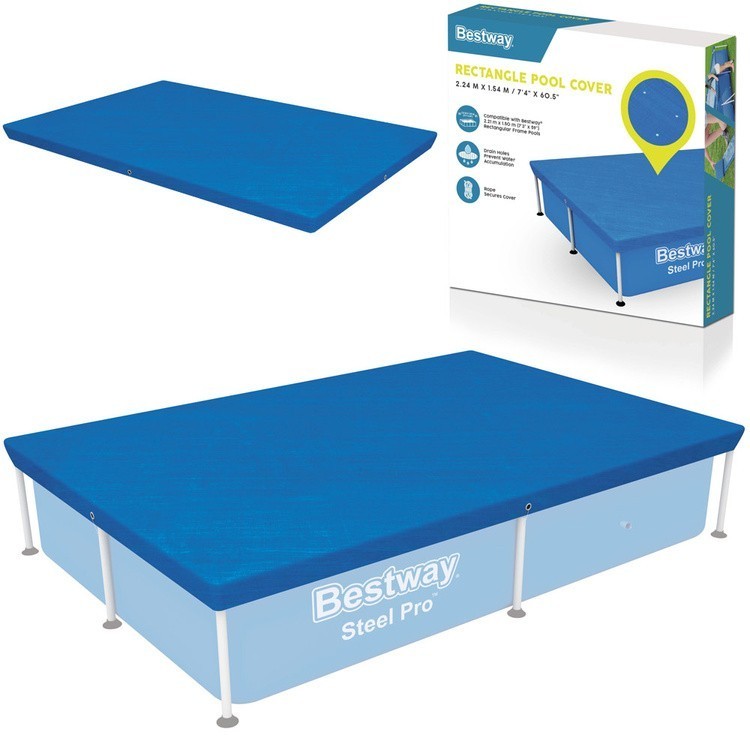 Lona de cubierta de piscina 224x154 cm Lona de cubierta PVC rectangular...