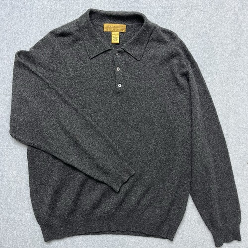 Maglione pullover manica lunga 100% cashmere finissimo due strati filati uomo XL grigio - Foto 1 di 7