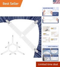 Adjustable Bed Sheet Straps, Elastic Fasteners with Metal Clips, Fitted Sheet...