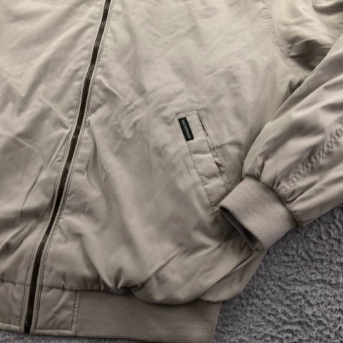 Weatherproof Jacket Mens Large Beige Microfiber Bomber Full Zip Lined Casual image 2