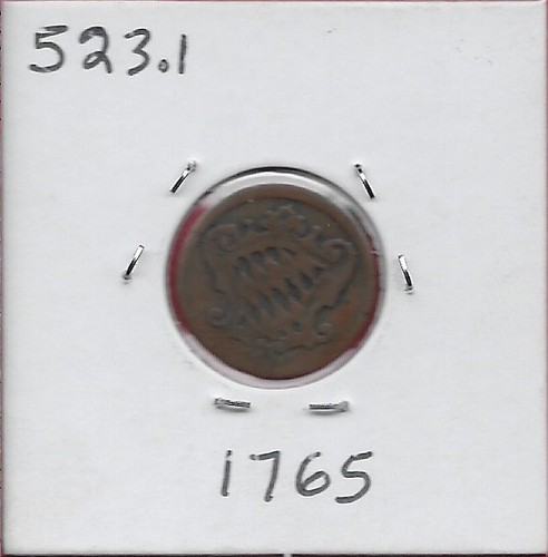 GERMAN STATES BAVARIA ELECTORATE 1 PFENNING 1765 (1/576) PRINCE ELECTOR,MAXMILIA - Picture 2 of 2