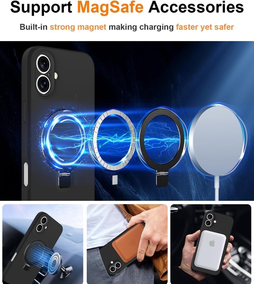 For iPhone 16 Plus Case with Stand & Ring Holder [Natural Liquid ...