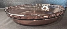 PYREX #229 Crimp Edge Cranberry Glass Deep Pie Dish 9" x 1 3/4  USA !